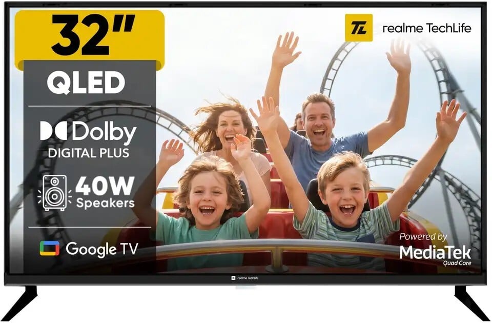 realme TechLife 80 cm (32 inch) QLED HD Ready Smart Google TV (32