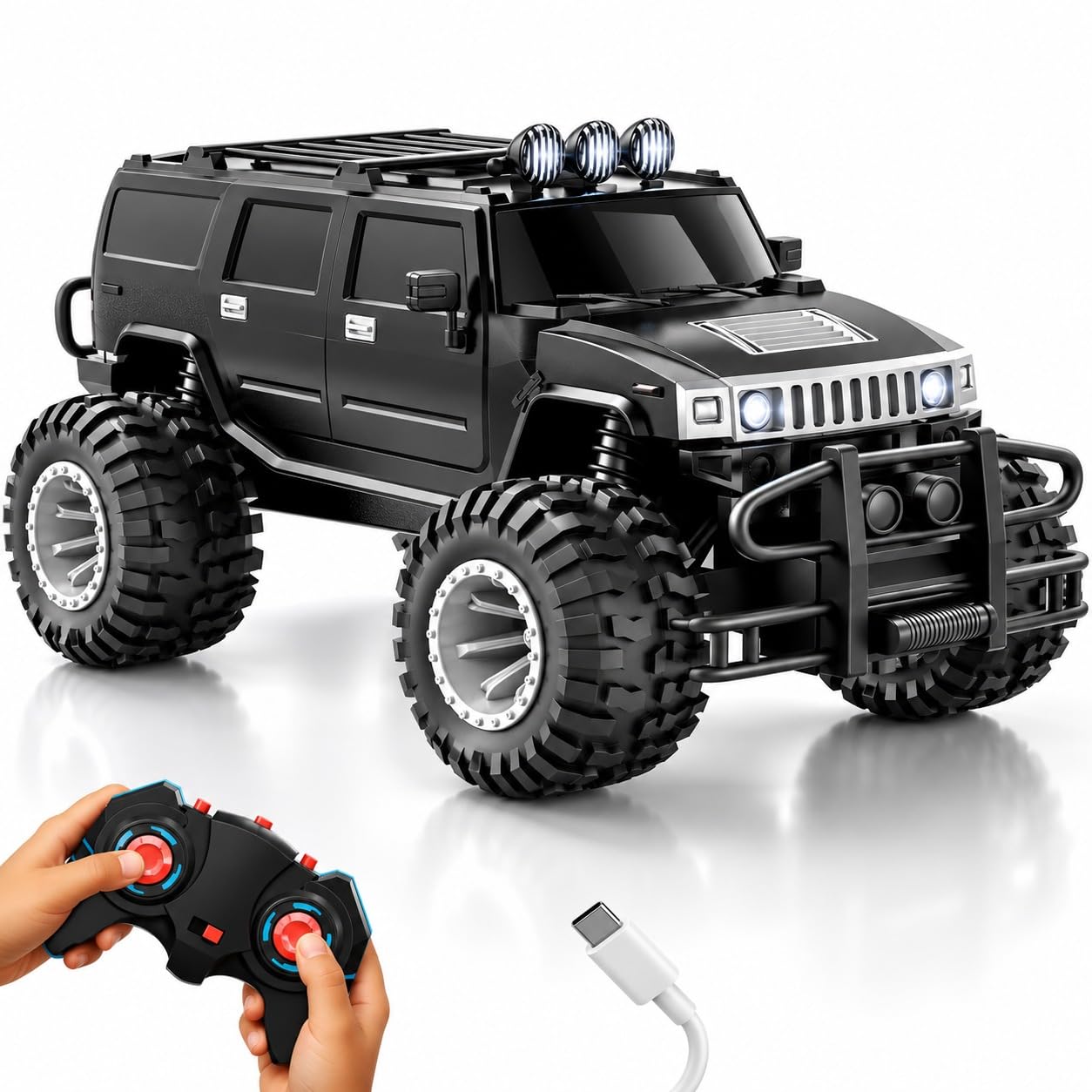 Rechargeable Beast Off Roader Remote Control Car Toy for Kids, 2.4GHz High-Speed Monster Truck SUV, LED Headlights