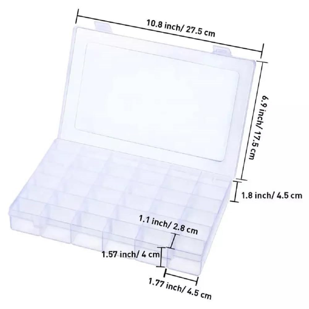 Rectangle Portable Transparent Plastic Detachable Storage 36 Grid with Adjustable Dividers Detachable Box Organizer Case