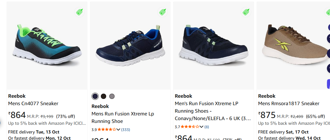 Reebok mens shoes Starting @ Rs. 864