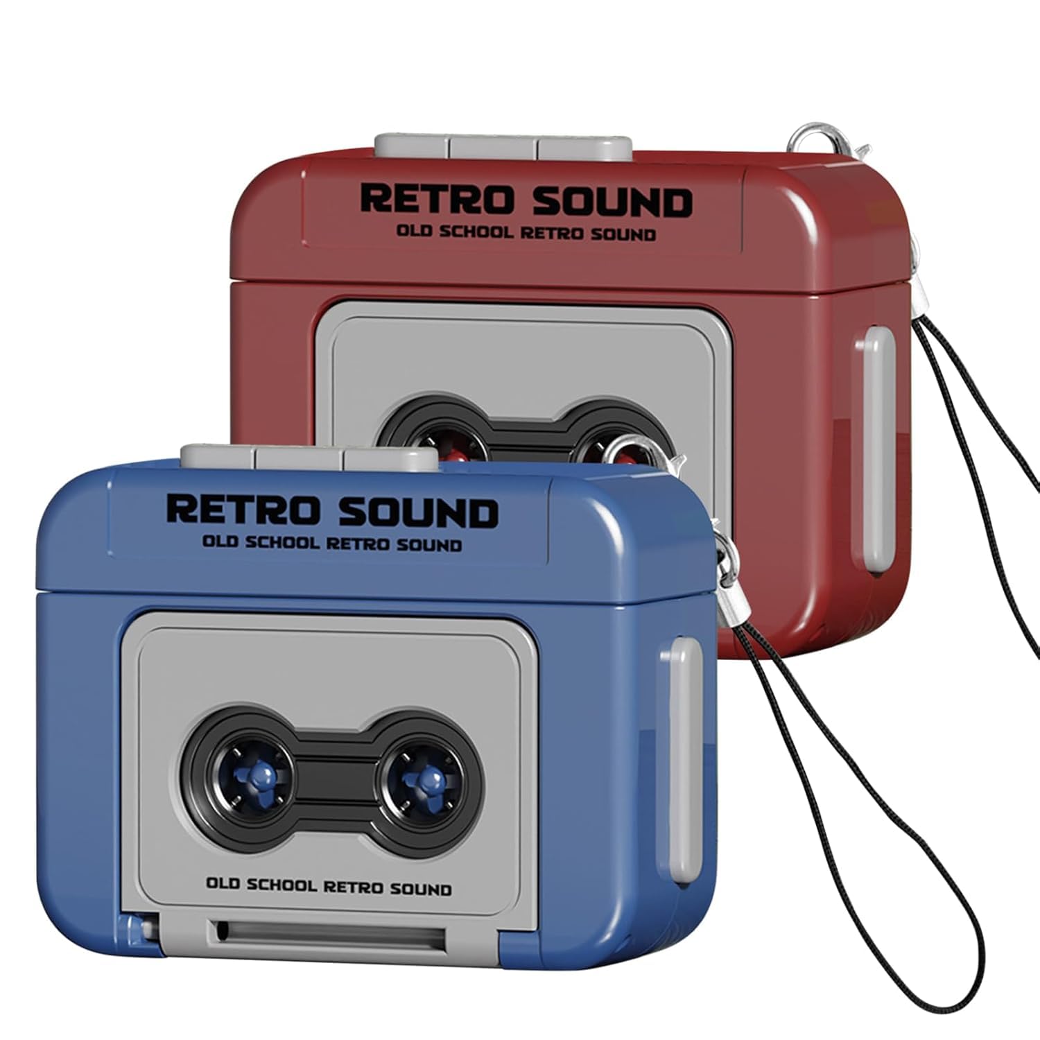 Retro Tape Recorder Keychain Set of 2 - Mini Cassette Player Style Portable Sound Keychain with Built-in Chinese Songs