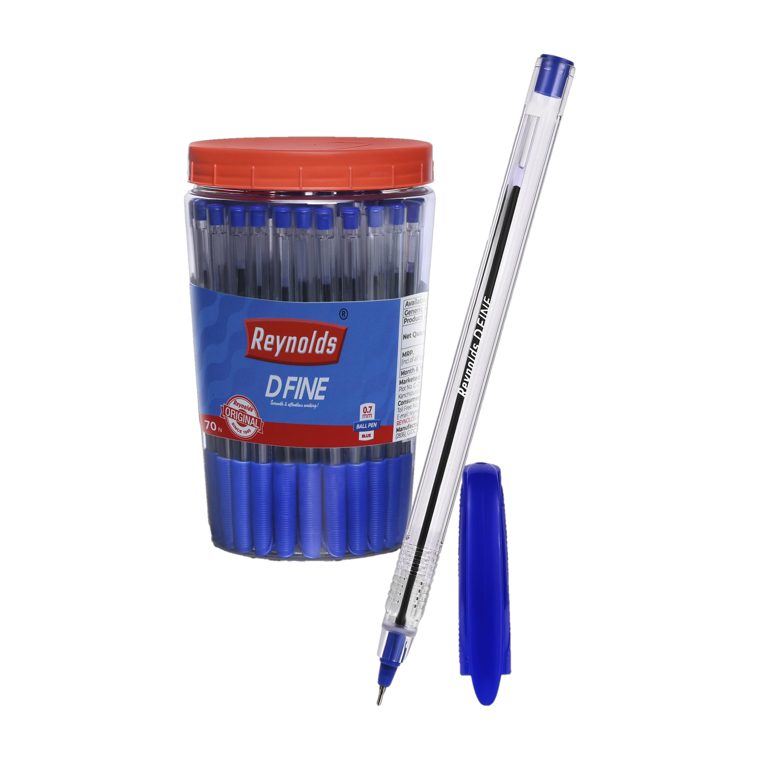 Reynolds DFine Ball Pen (Pack of 70, Ink Color - Blue)