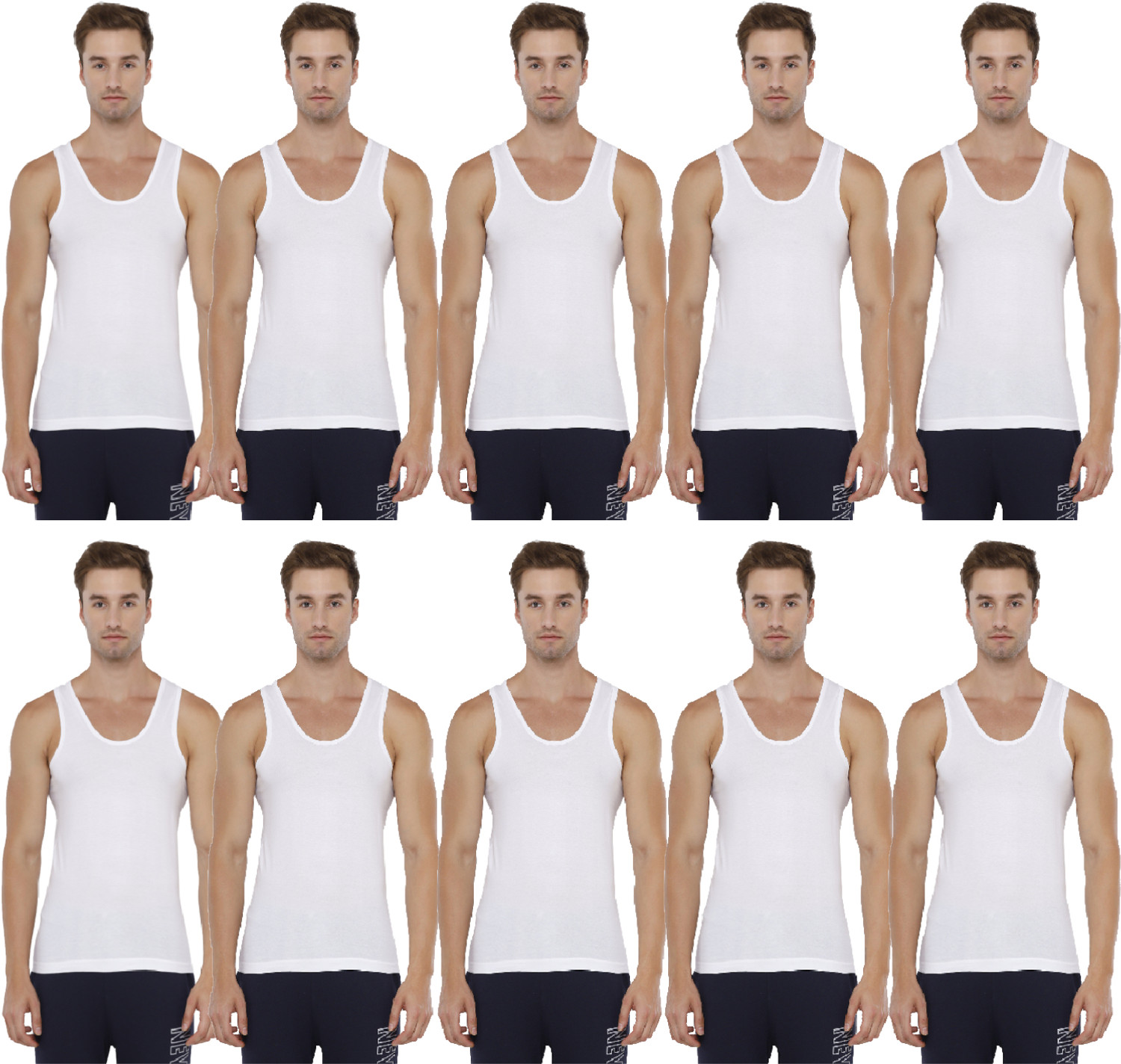 Rupa TOPMAN Pack of 10 Rupa Topman White RN vest Men Vest M, L Size