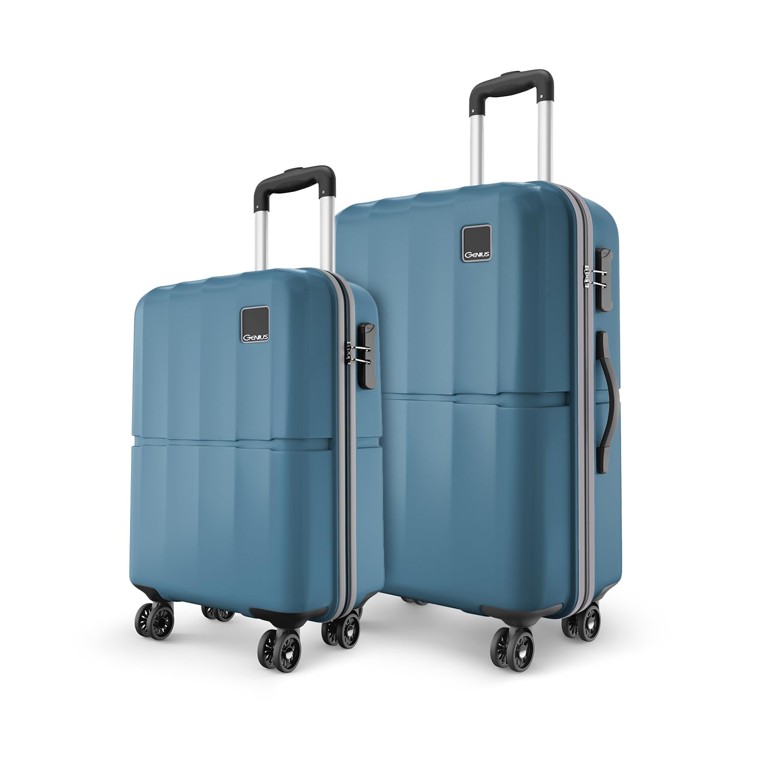 Safari Genius Theo 8 Wheels Set of 2 (Cabin + Medium) Trolley Bags, Hard Case Polycarbonate