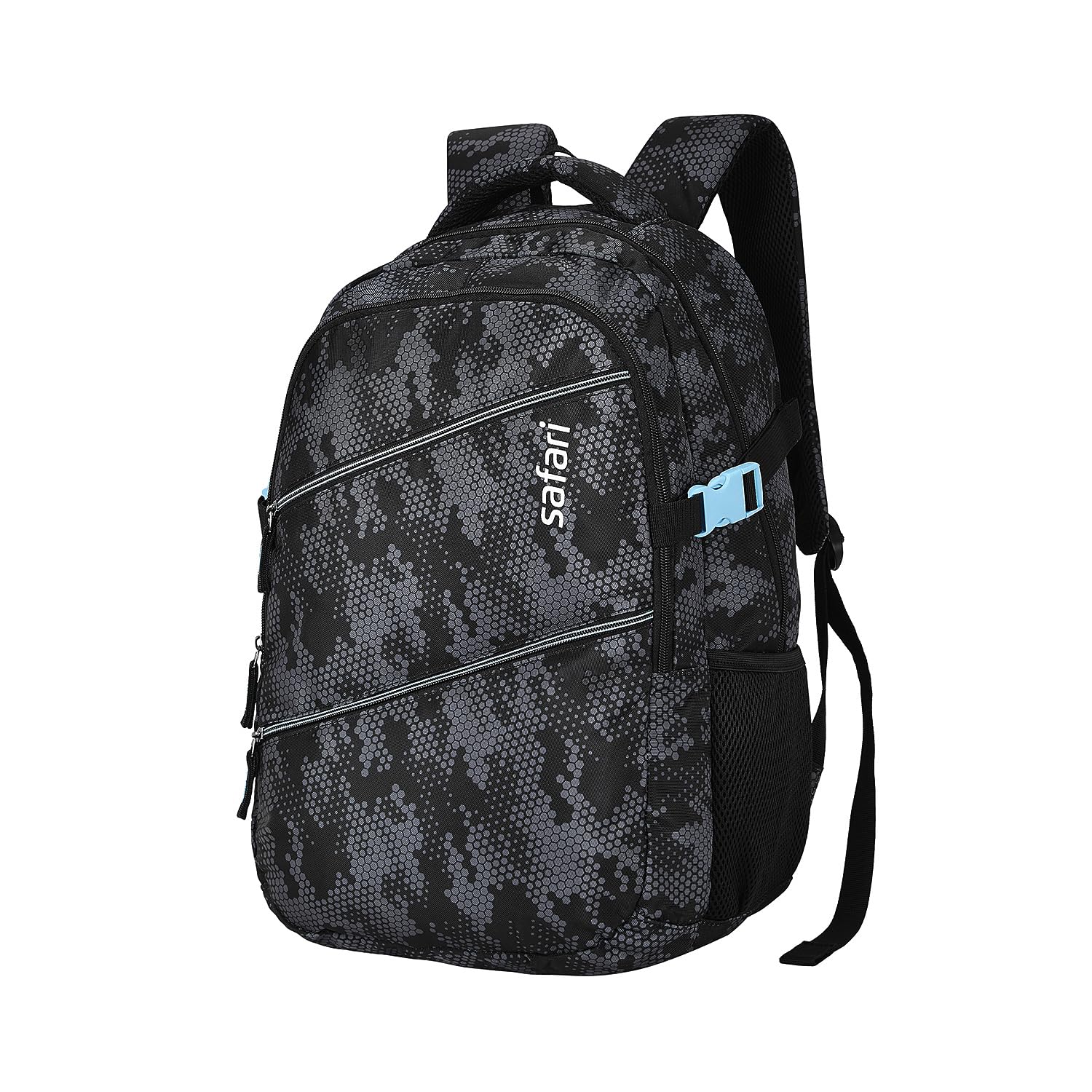 Safari Omega Plus Casual Laptop Backpack, 2 compartments, Raincover, Organizer, Full body print, Bottle holder, Front po