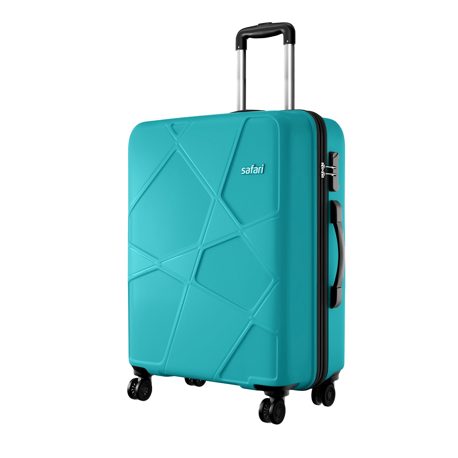 Safari Pentagon Pro 8 Wheels Spinner Checkin Trolley Bag, Hard Case Polypropylene 360º Wheeling Luggage for Men & Women