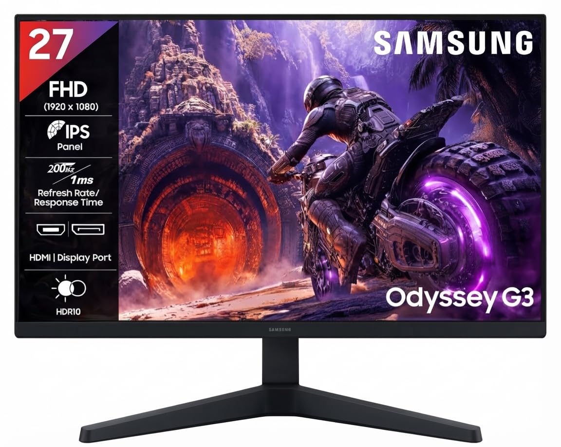 Samsung 27" (68.4cm) Odyssey G3 IPS Gaming Monitor|FHD 1920 X 1080| IPS Panel