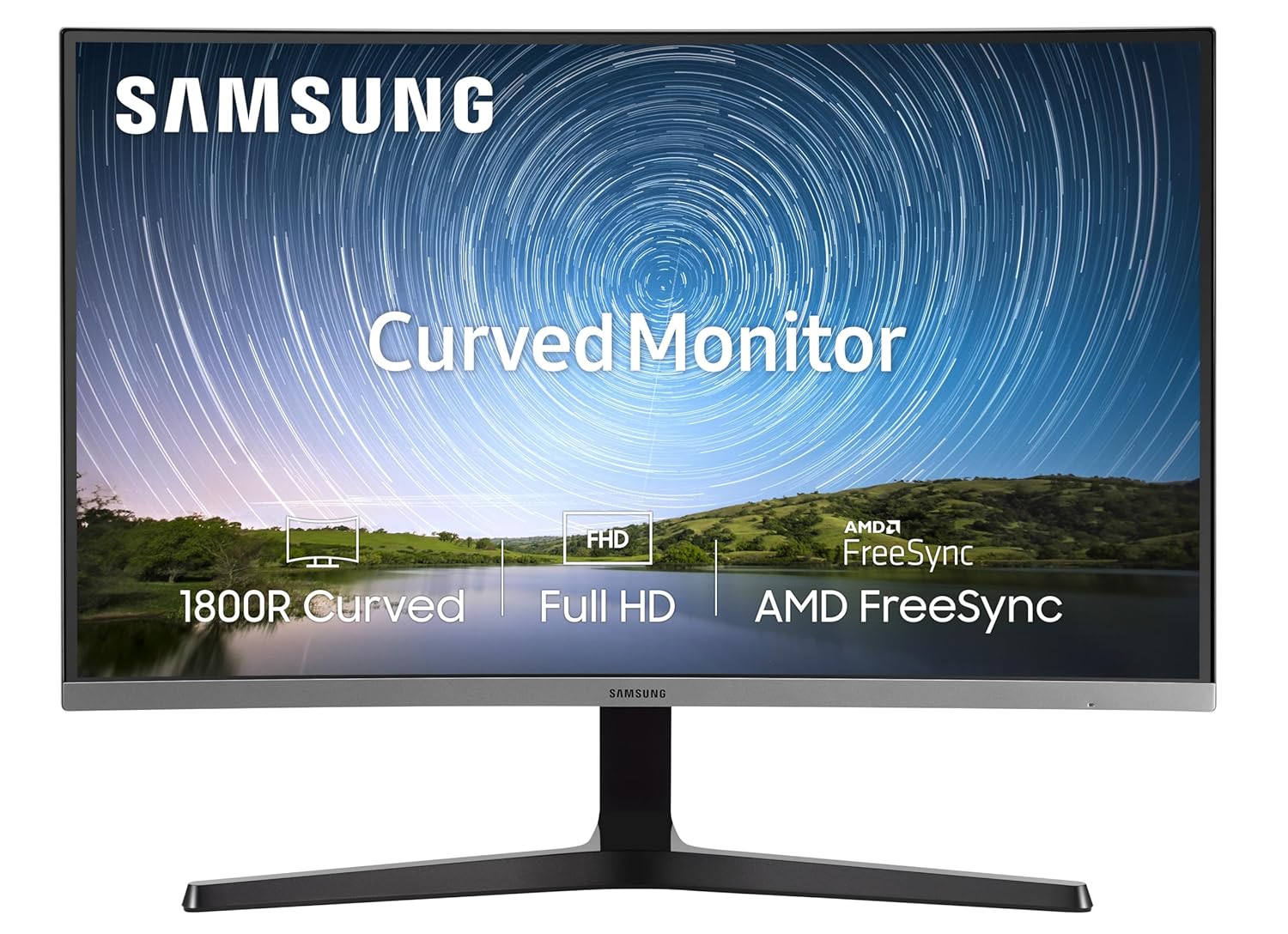 Samsung 27-Inch(68.5cm) FHD, 1800R Curved 1,920 X 1,080 LED Monitor, VA Panel, Slim Design(LC27R500FHWXXL, Dark Blue Gra