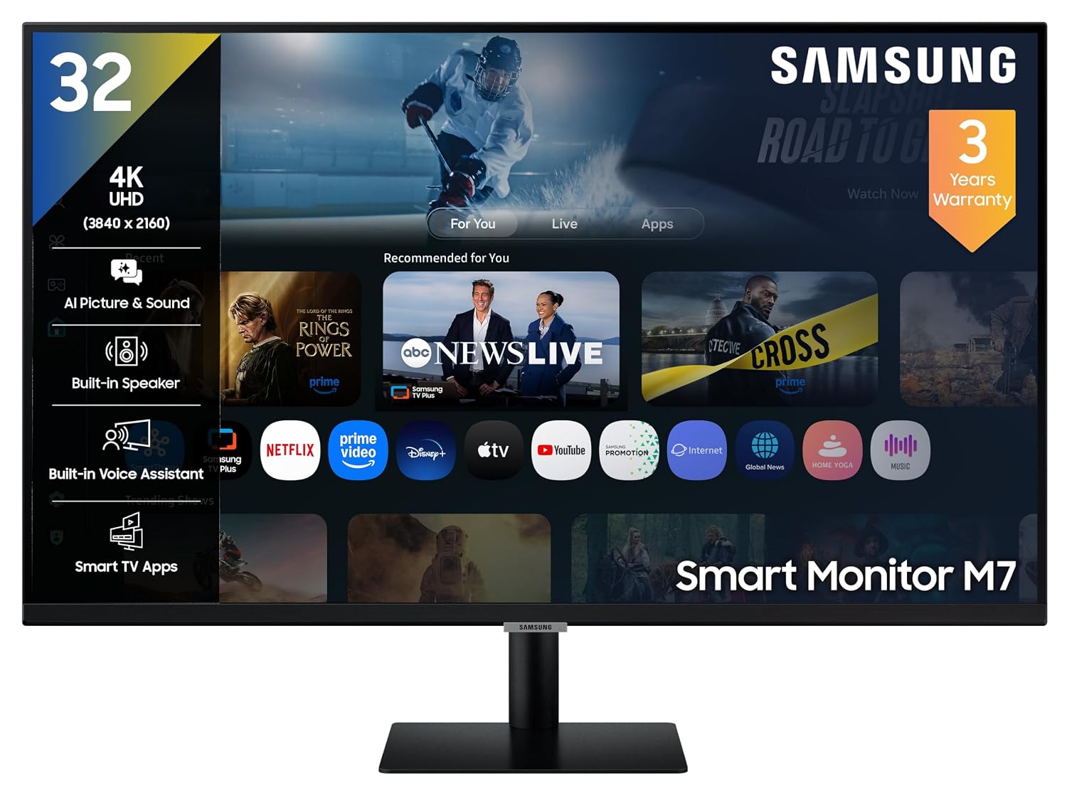 Samsung 32" (80 cm) 4K M7 Vision AI Smart Monitor|UHD 3840 x 2160