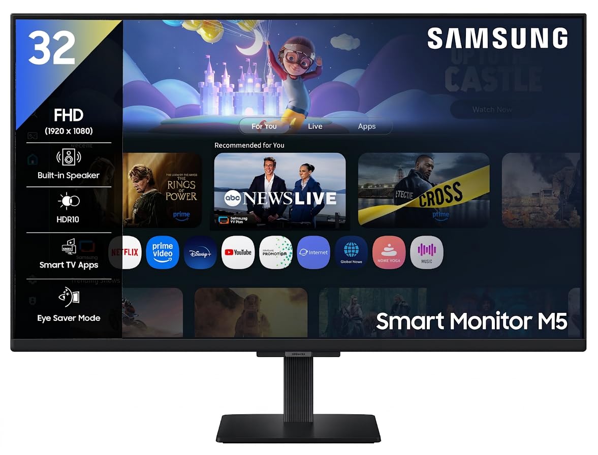 Samsung 32" (80cm) M5 Smart Monitor with Smart TV Experience|FHD 1920 x 1080