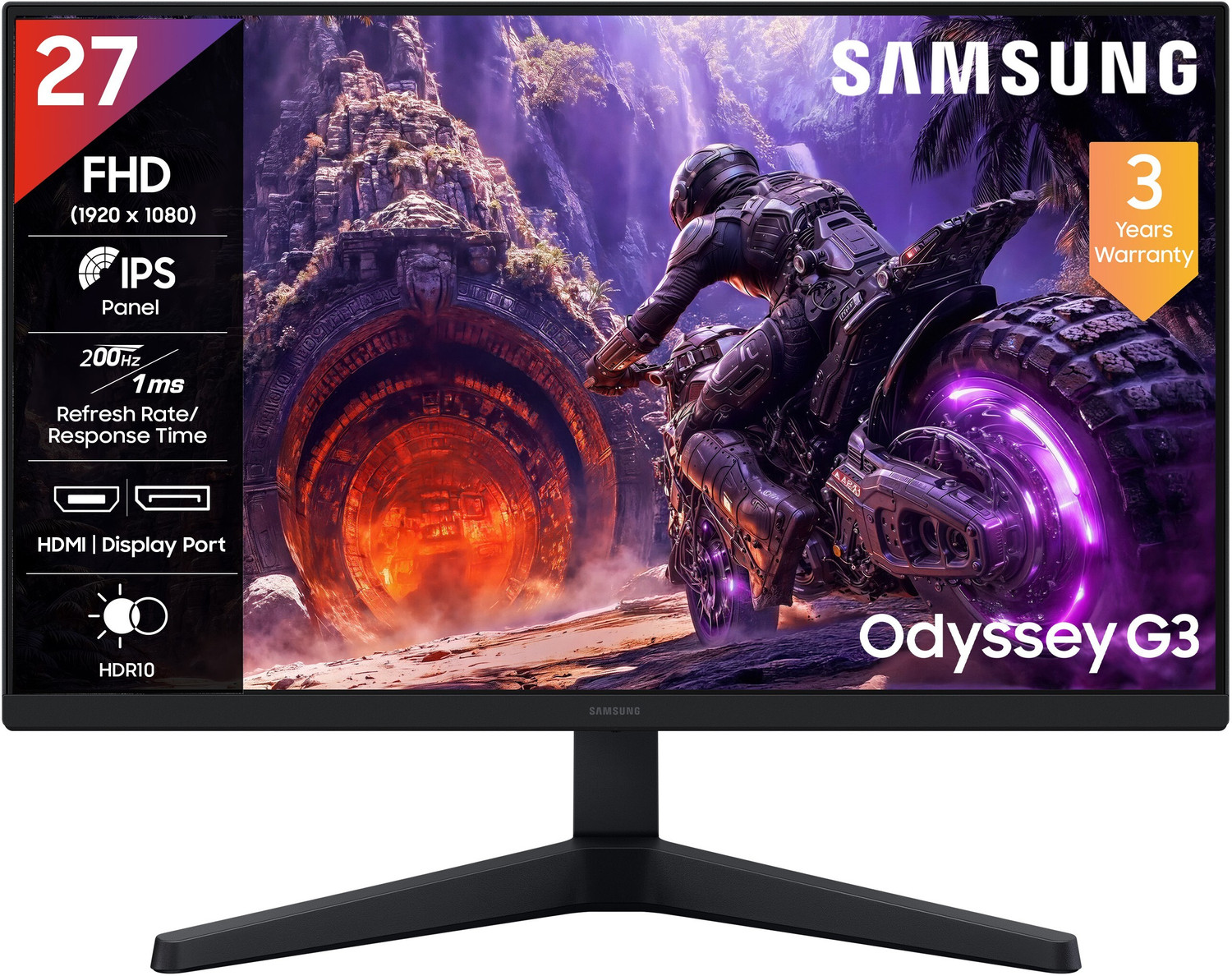 Samsung Odyssey G3 Gaming Monitor 68.58 cm (27 inch) Full HD LED Backlit IPS Panel Gaming Monitor (LS27HG300EWXXL) (Resp