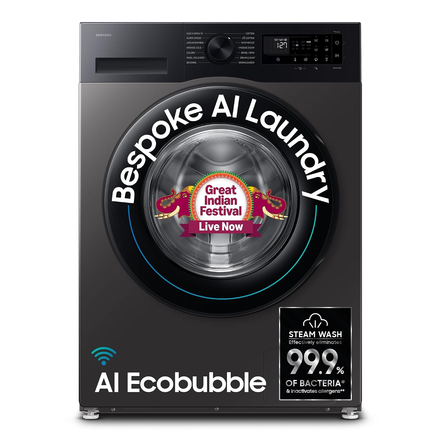 Samsung Smart Choice Smart Choice 12 kg, 5star, AI Ecobubble, Super Speed, Fully-Automatic Front Load Washing Machine