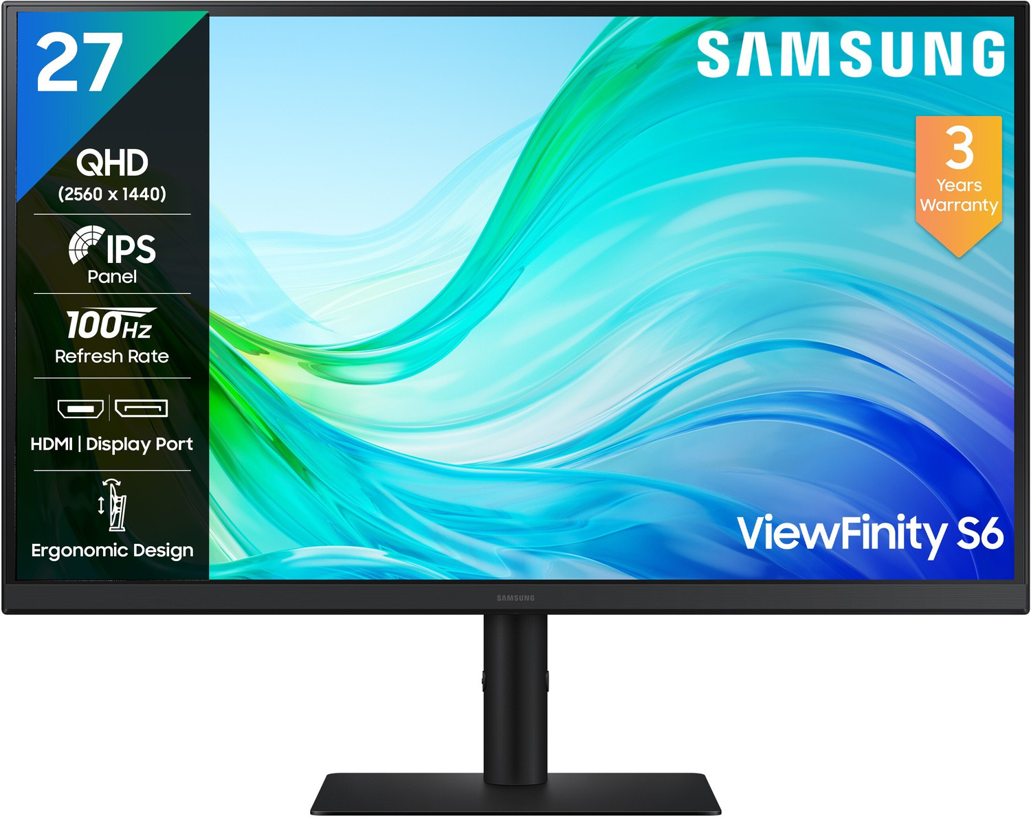 Samsung ViewFinity S6 68.4 cm (27 inch) Quad HD LED Backlit IPS Panel 300nits, 2K Monitor