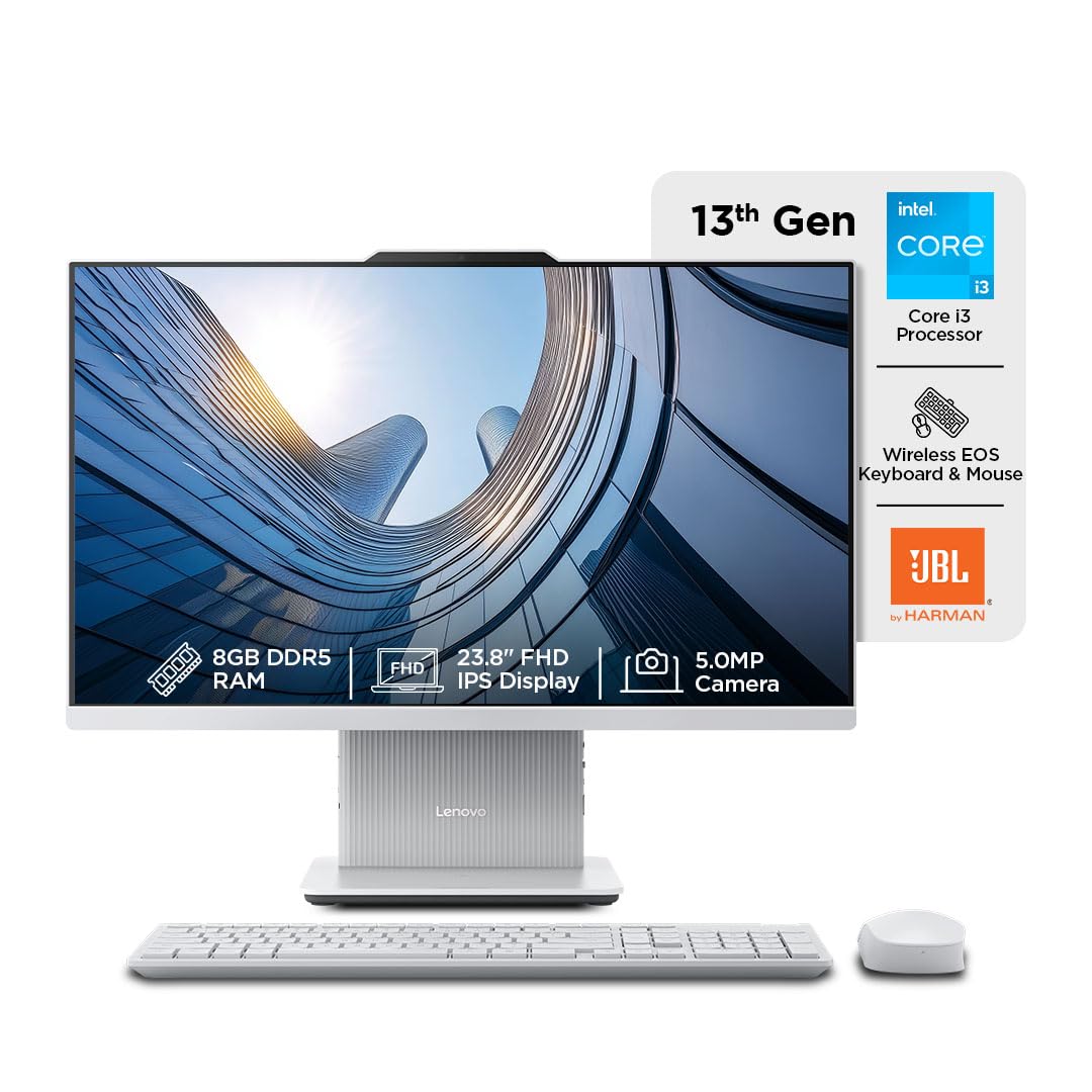[SBI CC EMI] Lenovo IdeaCentre AIO 24" FHD, Intel Core i3 13th Gen, 8GB RAM, 512GB SSD, Office 2024
