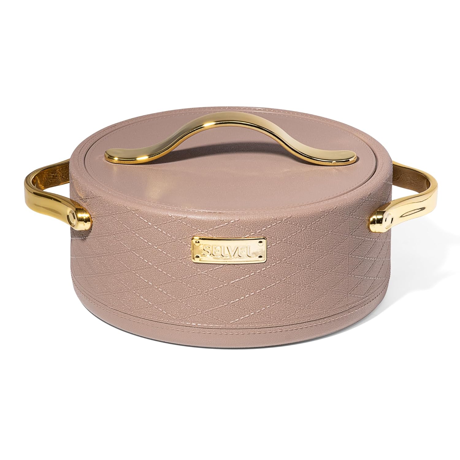 SELVEL Leatherite Insulated Casserole 1700 ML, Brown | Stainless Steel Inner Body, PU Foam Insulation, Twist Lock Lid, K