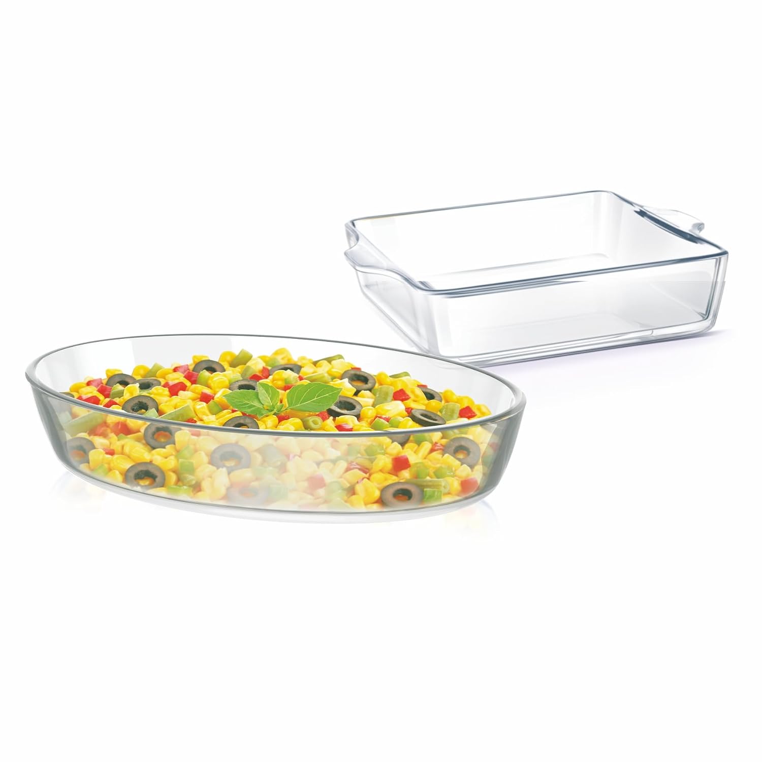 Signoraware Bake 'N' Serve Borosilicate Glass Dish Set| Microwave Safe| Baking & Serving| Crack Resistant| Reheating Foo