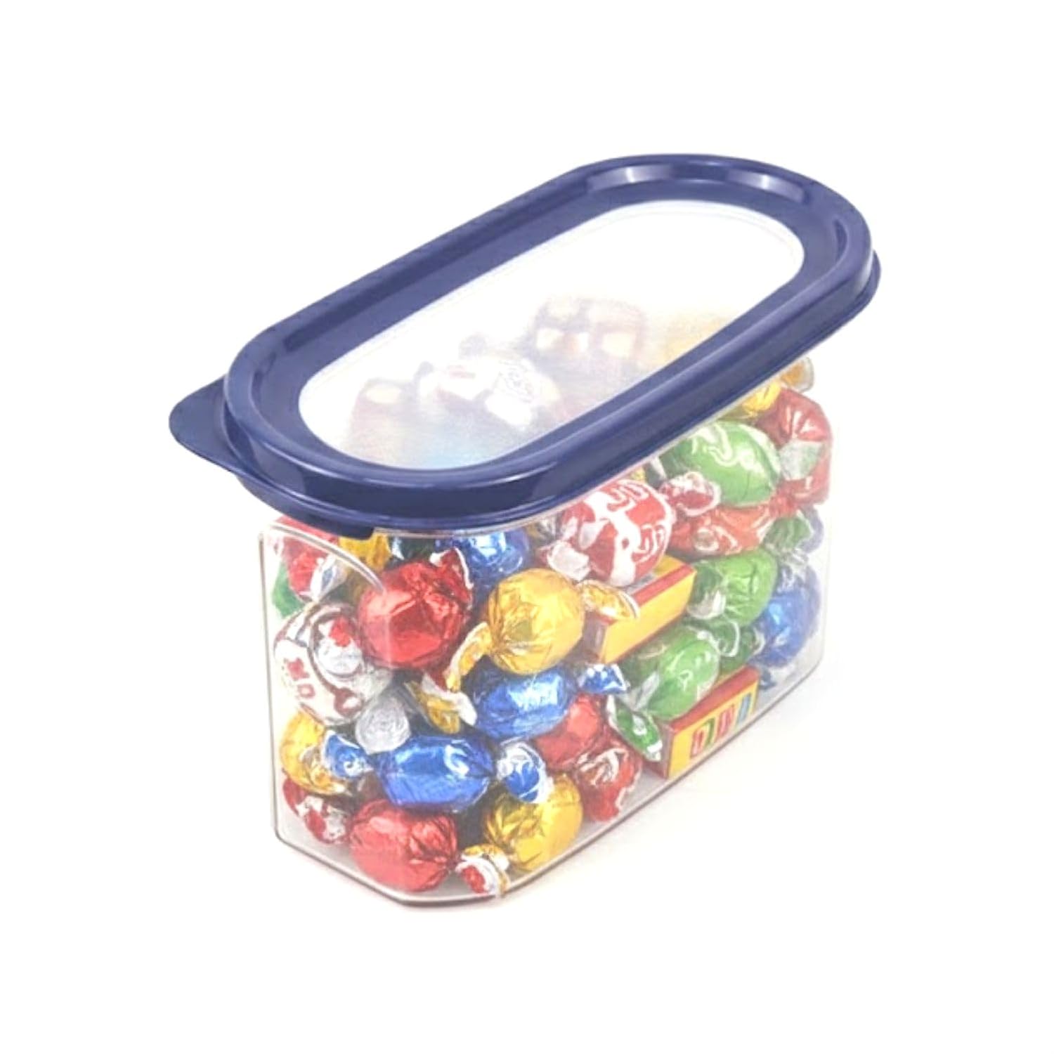Signoraware Modular Oval Transparent No.2 Plastic Container (1.3 Ltr,Mblue) [37% Coupon]