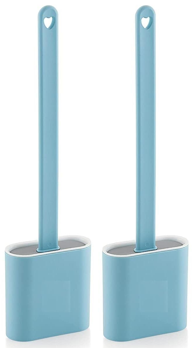 Silicone Toilet Cleaning Brush Bathroom Cleaning Accessories Toilet Brush with Holder Stand Commode Cleaning Brush Close