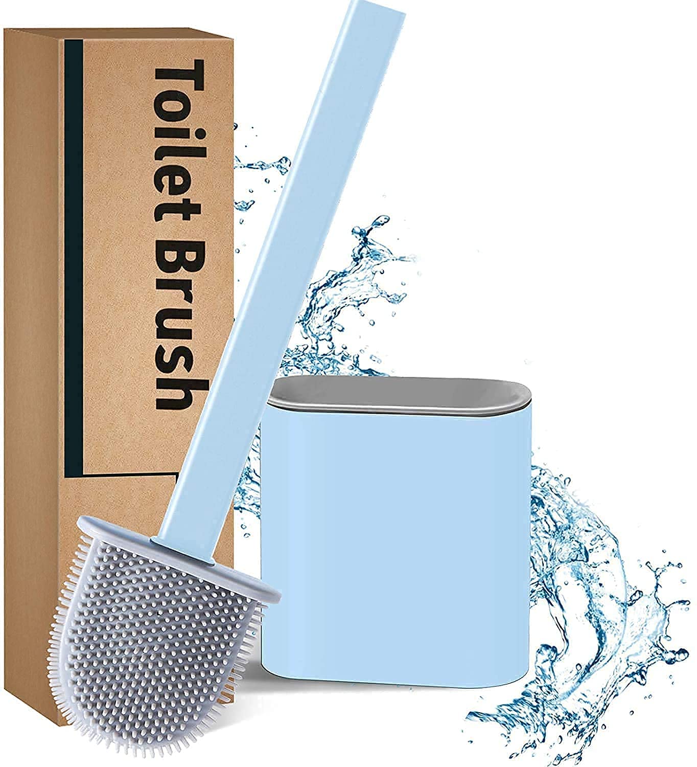 Silicone Toilet Cleaning Brush Bathroom Cleaning Accessories Toilet Brush with Holder Stand Commode Cleaning Brush Close