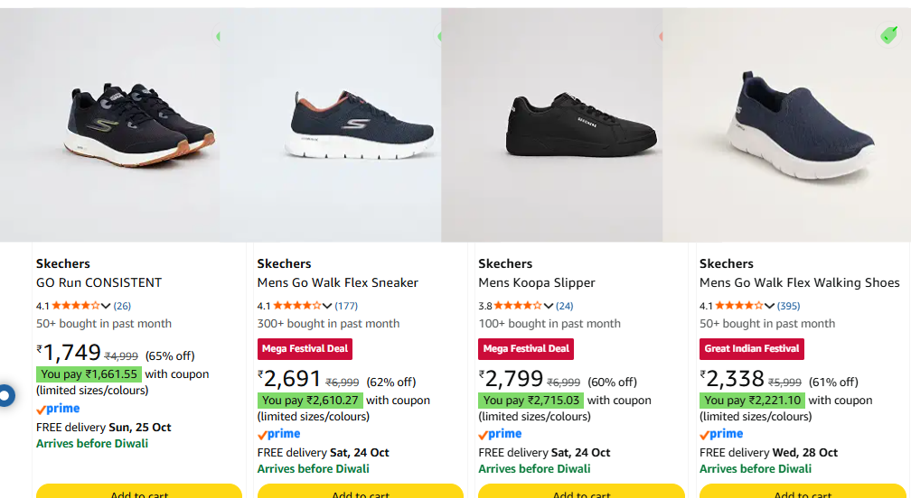 Skechers Men's Shoes Under Rs. 1,749: Up to 65% Off on GO Walk & GO Run Series