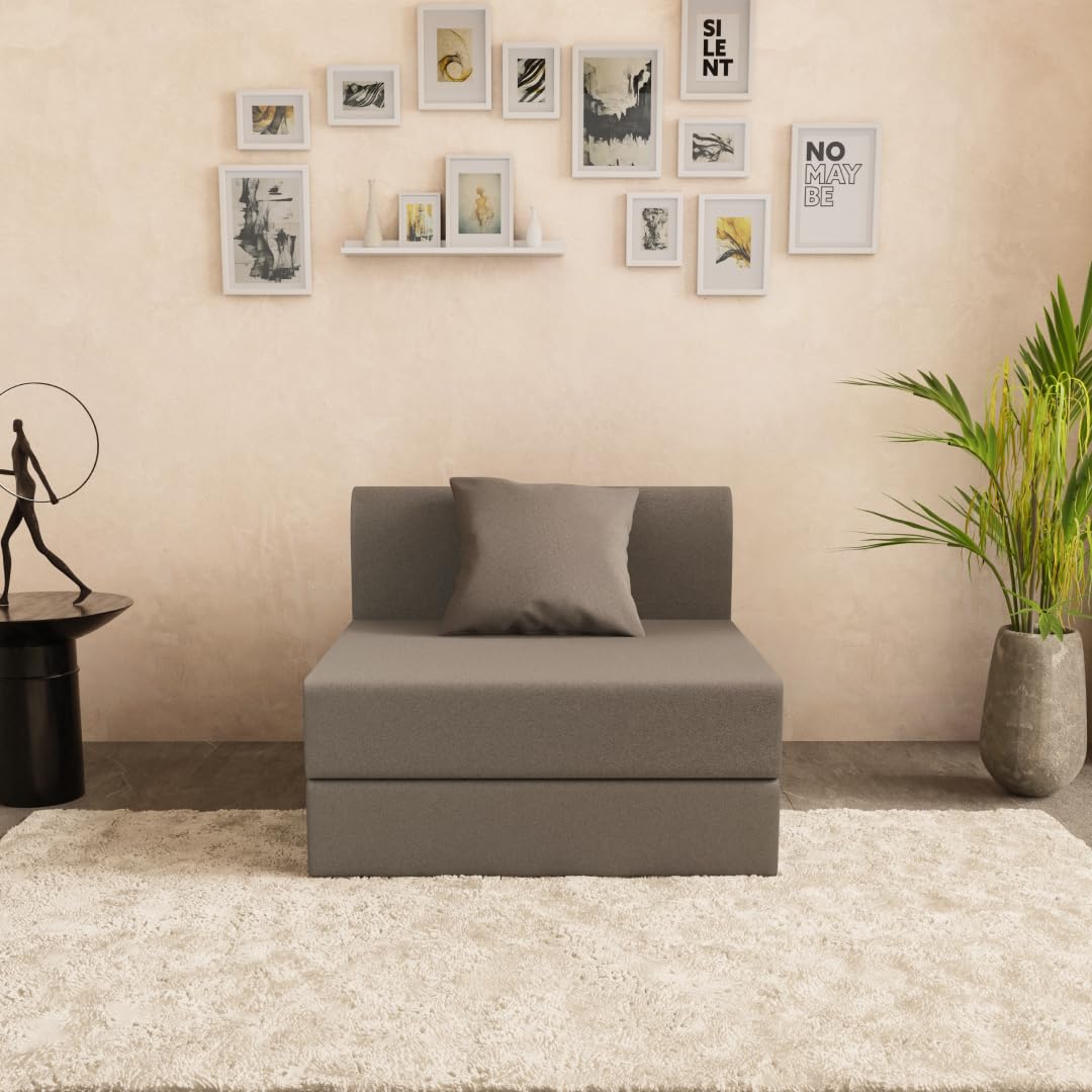 SleepyHug FoldPRO 3-in-1 Sofa-Cum-Bed | 1-Seater | Grey