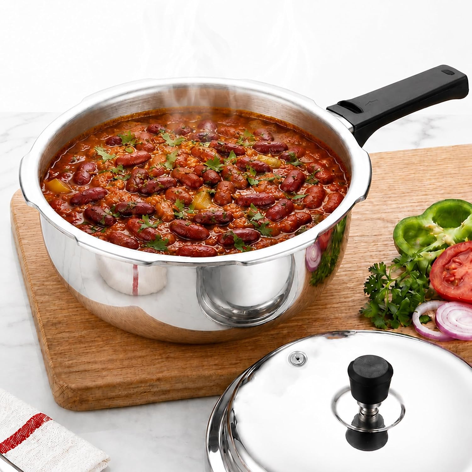 SOLARA Triply Outer Lid Pressure Pan 2 Litre | 3-Ply Stainless Steel | Induction & Gas Compatible | Uniform Heat Distrib
