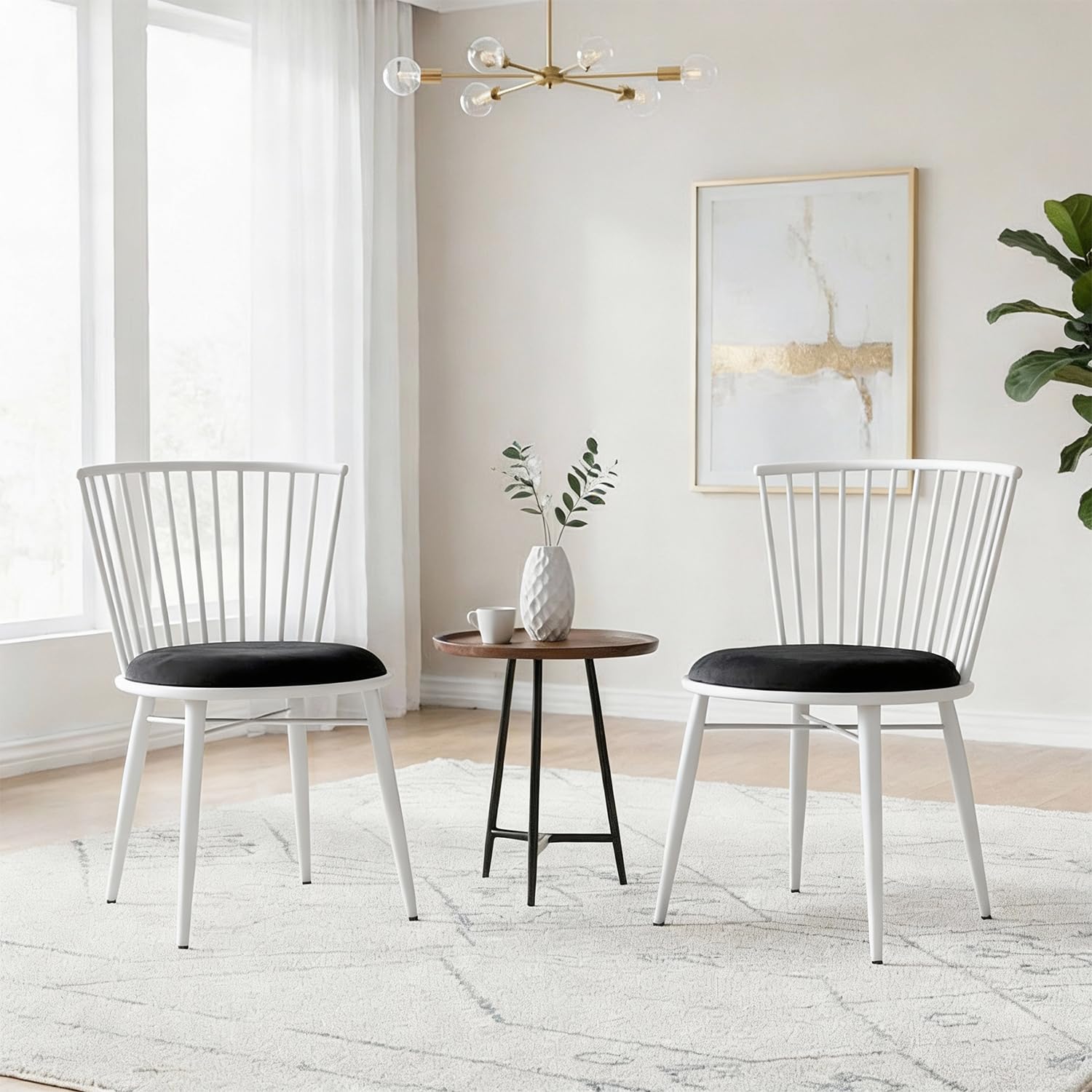 Lowest - Amazon Brand- Solimo Iron Chair with Cushioned Seat | Comfortable & Plush Seating | Rustic Finish | Durable Met