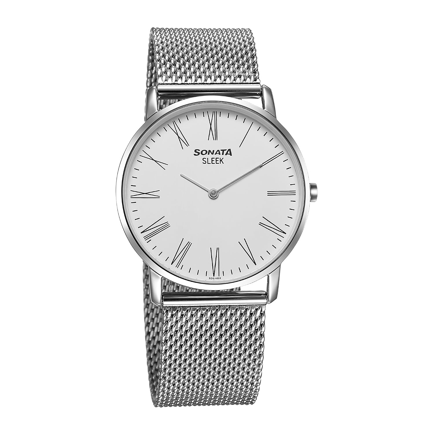 Sonata Sleek Quartz Analog White Dial Silver Stainless Steel Strap Watch for Men - 7152SM02