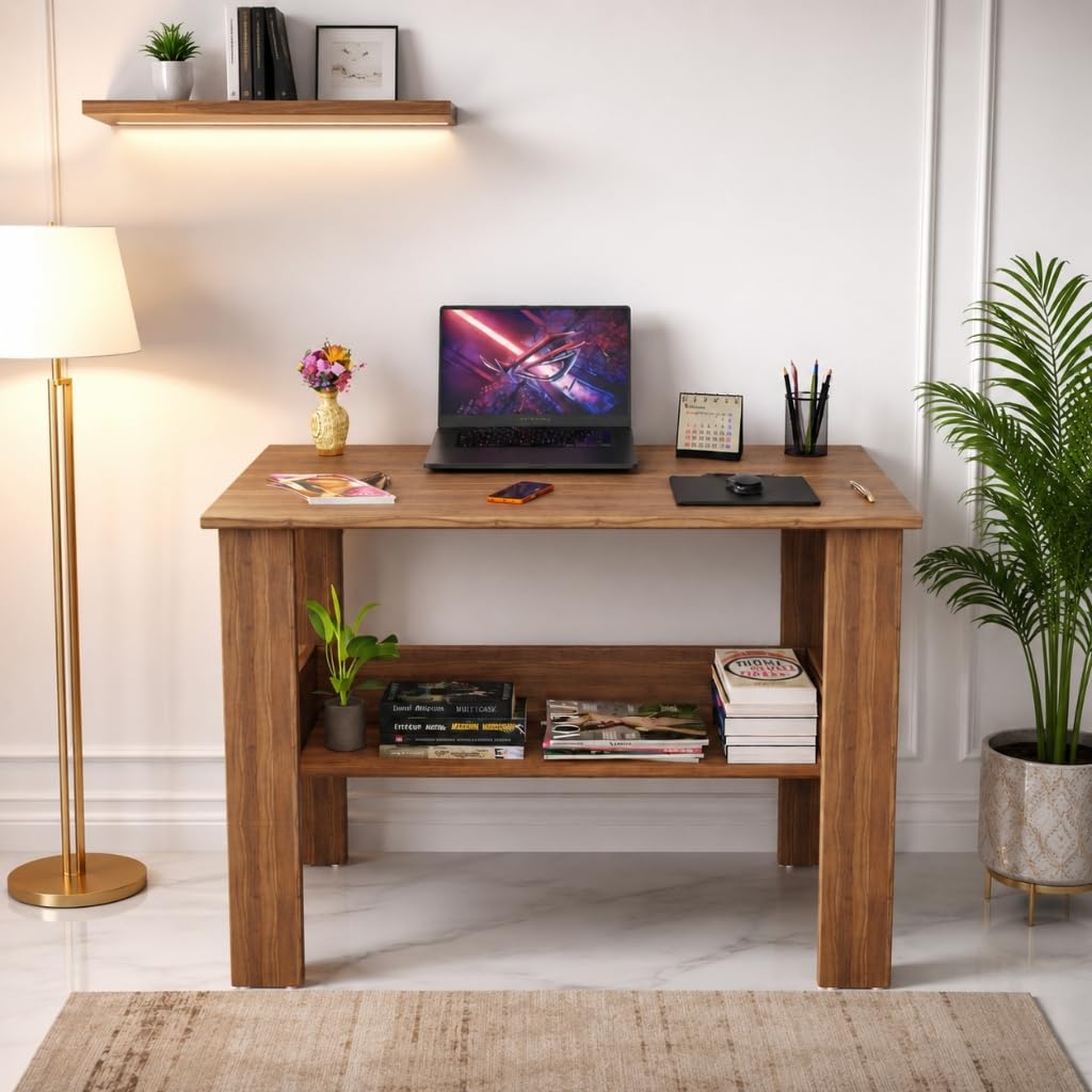 Spyder Craft Modern Specio Engineered Wood Study Table with Storage Shelf | Clean Minimalist Computer Desk for Home, Off