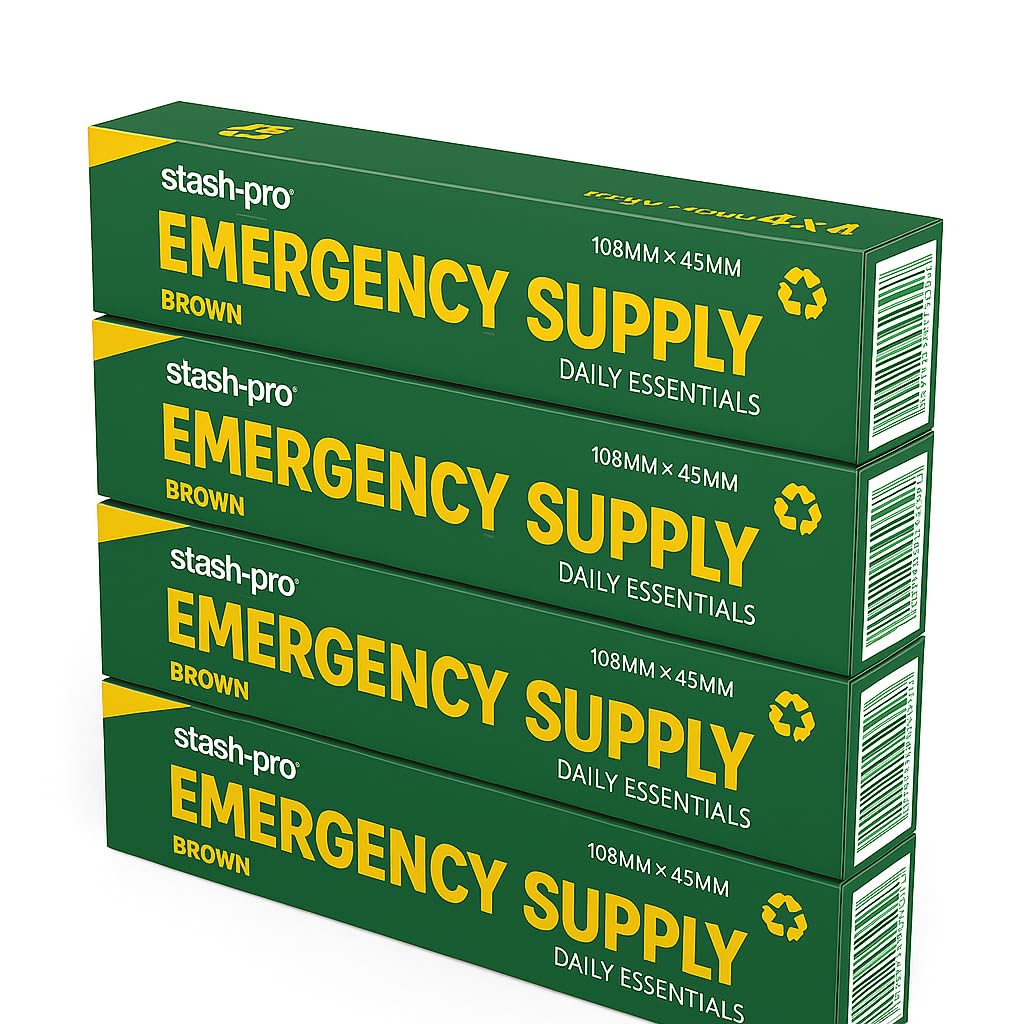 Stash-Pro Emergency Supply Rolling Papers Box - 50 Booklets | Each Booklet: 3 King Size (109x45mm) Natural Brown Papers