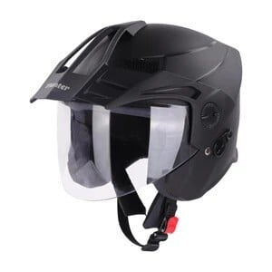Steelbird SBH-23 Hunter ISI Certified Open Face Helmet Motorbike Helmet (Dashing Black with Clear Visor)