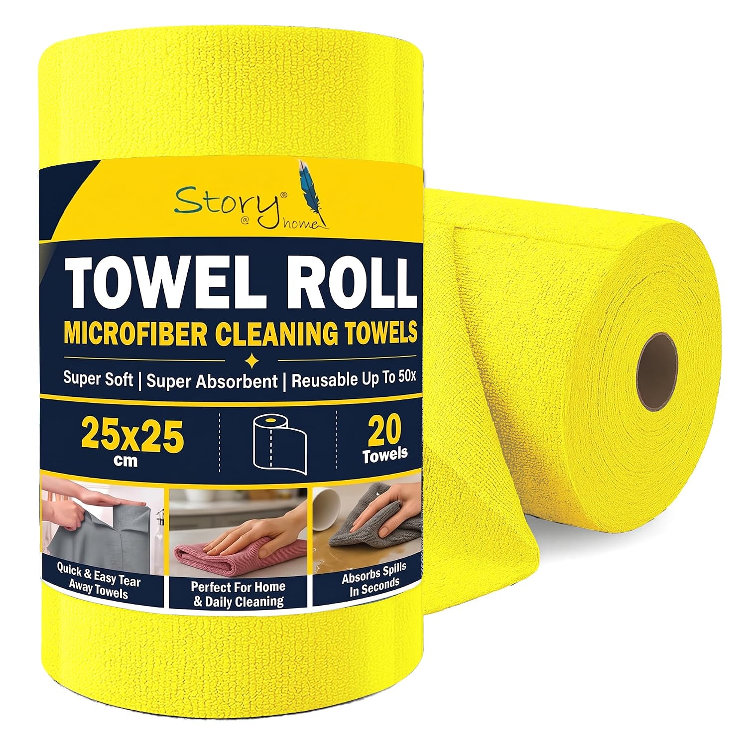 Story@Home 20 X All Purpose Microfiber Reusable Cleaning Cloth Towel Yellow