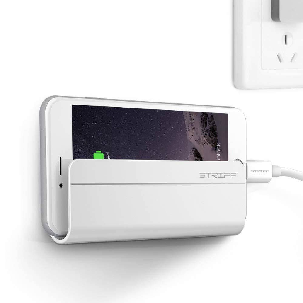 STRIFF Wall Mount Mobile Phone Holder | Self-Adhesive Mobile Charging Stand | Compatible for iPhone, Smartphones & Mini