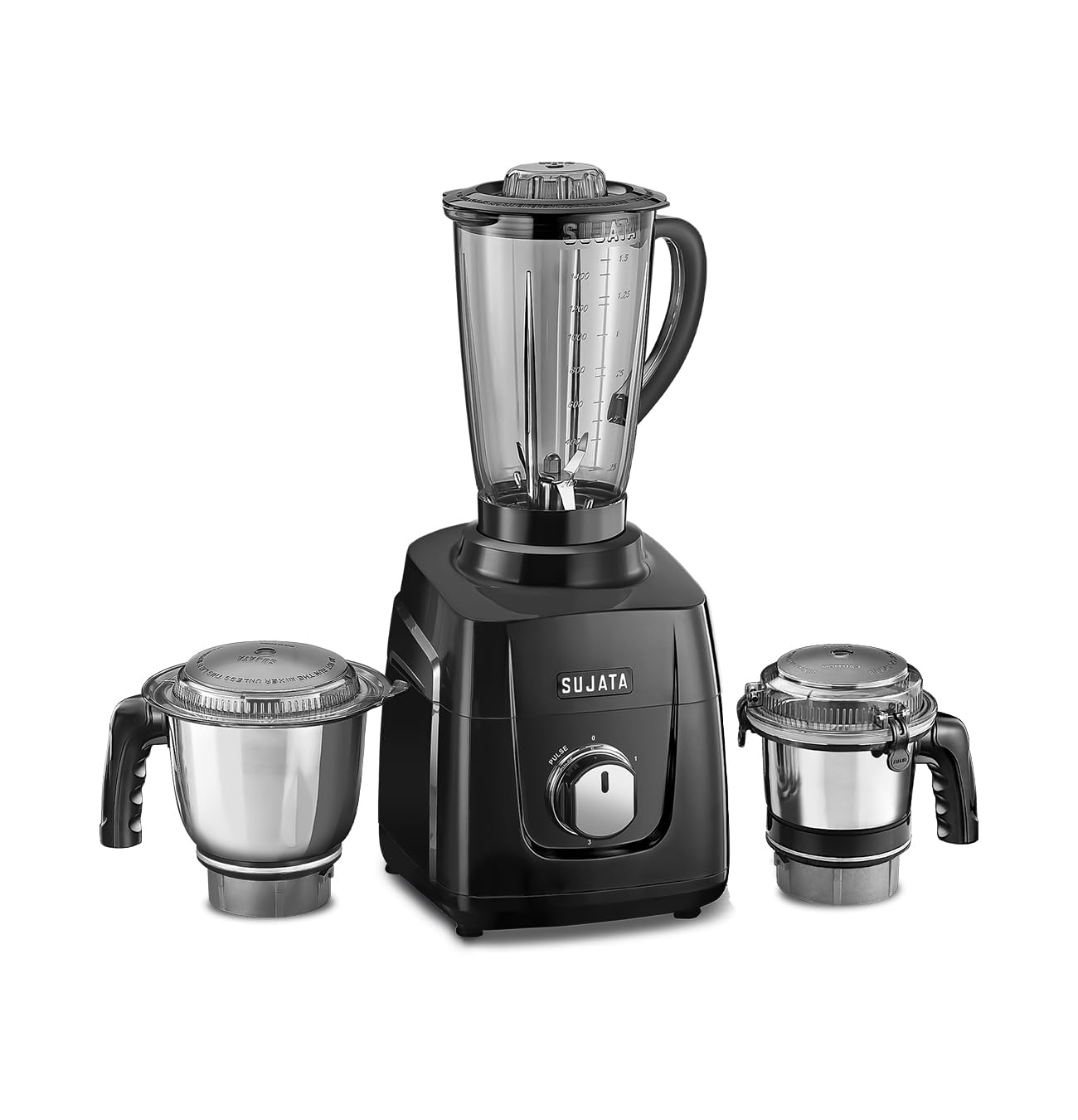 Sujata MG01 Mixer Grinder 1000Watts |3 Jars including 1750ml Blender, 1000ml Grinder, 500ml Chutney Jar| (Black)