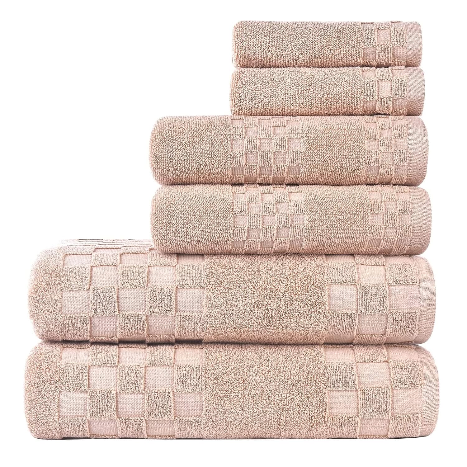 Sulfar 100% Combed Cotton, 6 Pcs Towel Set - 2 Bath Towels (70 x 140 cm), 2 Hand Towels (40 x 70 cm) and 2 Face (30 x 30