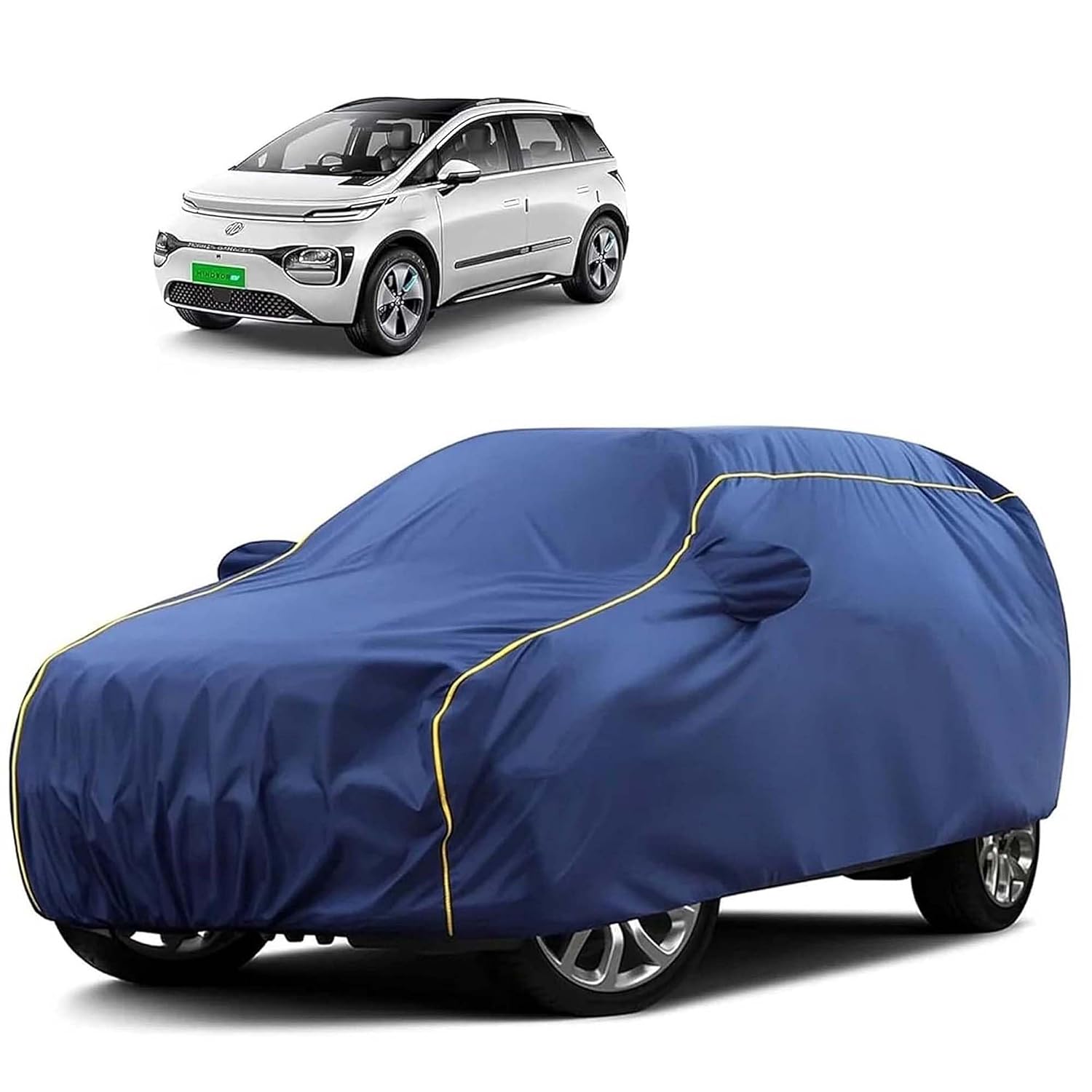 Sulfar 100% Water Resistant Car Body Cover Compatible with Mirror for MG Windsor EV (Triple Stitched, Full Bottom Elasti