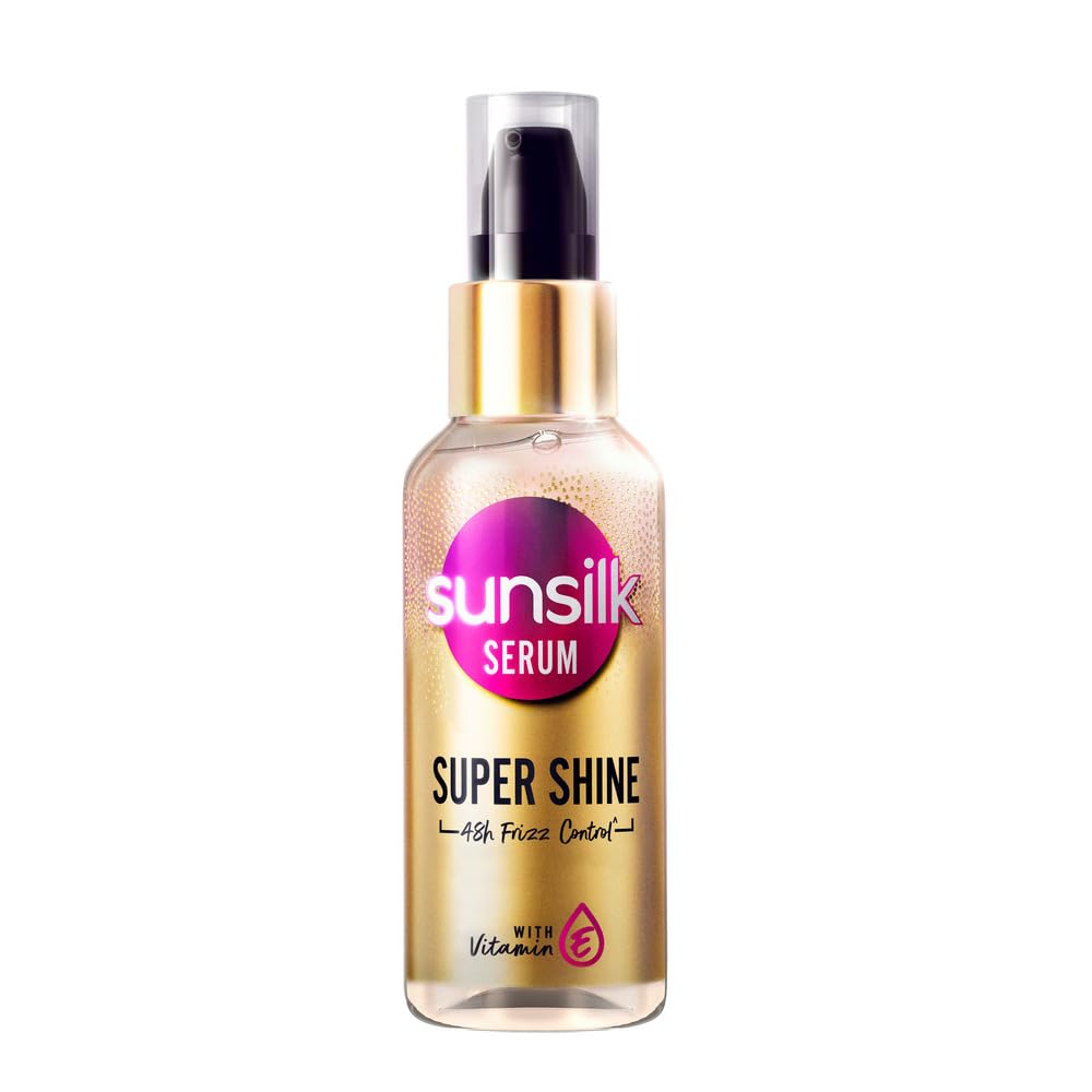 Sunsilk Super Shine Hair Serum for Dry Frizzy Hair with Vitamin E Nourishment, 48 Hour Frizz Free, Non-Sticky, 45ml