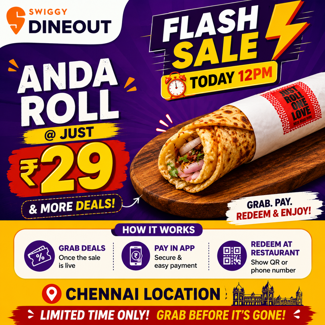 Swiggy Dineout Flash Sale: Anda Roll at Just Rs. 29