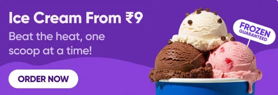 Swiggy : Icecreams at Rs. 9