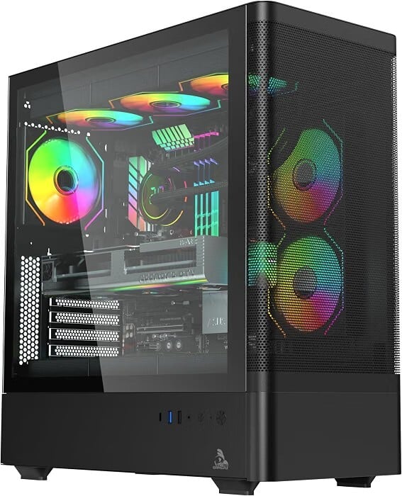 TAG Gamerz Aurora-M Mid-Tower Gaming Cabinet ATX/M-ATX/ITX | 6 Pre-Installed ARGB Infinity Mirror Fans