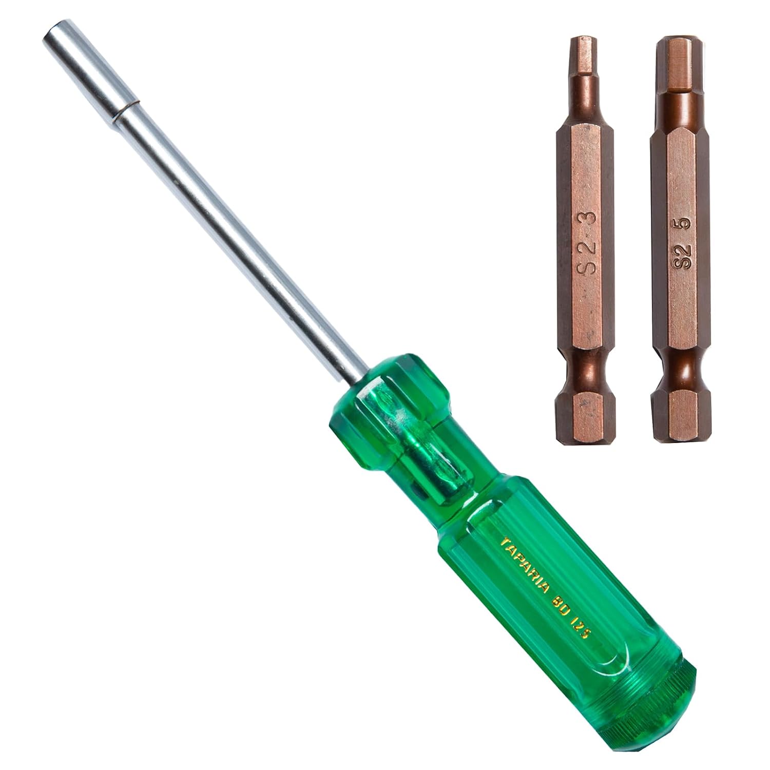 Taparia Make, Bit Holder Screwdriver with 50mm Single Side Bits of 1/4" Hex Shank, S2 Grade, Of Tip Size - Hex 3, 5mm Su