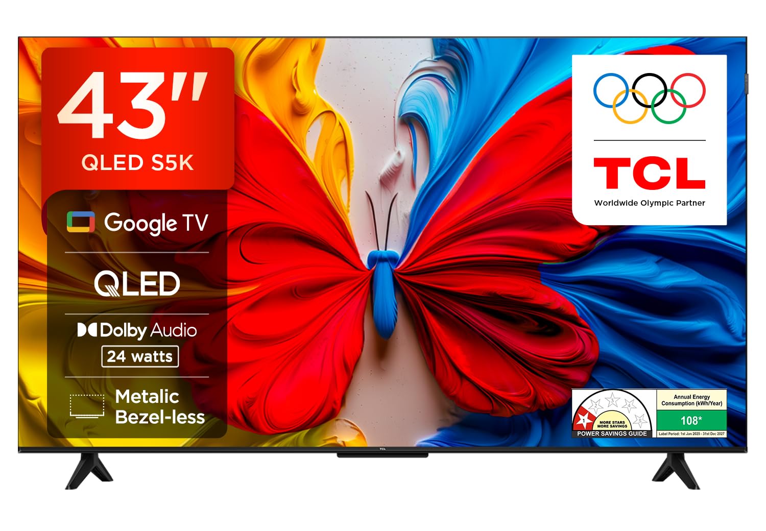 TCL 108 cm (43 inches) FHD Smart QLED Google TV | Dolby Audio 24 watts | HDR 10 Tv