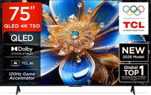 TCL T6D 189.31 cm (75 inch) QLED Ultra HD (4K) Smart Google TV 2026 Edition with HDR10+ Dolby Vision- Atmos 34W 120 Hz G