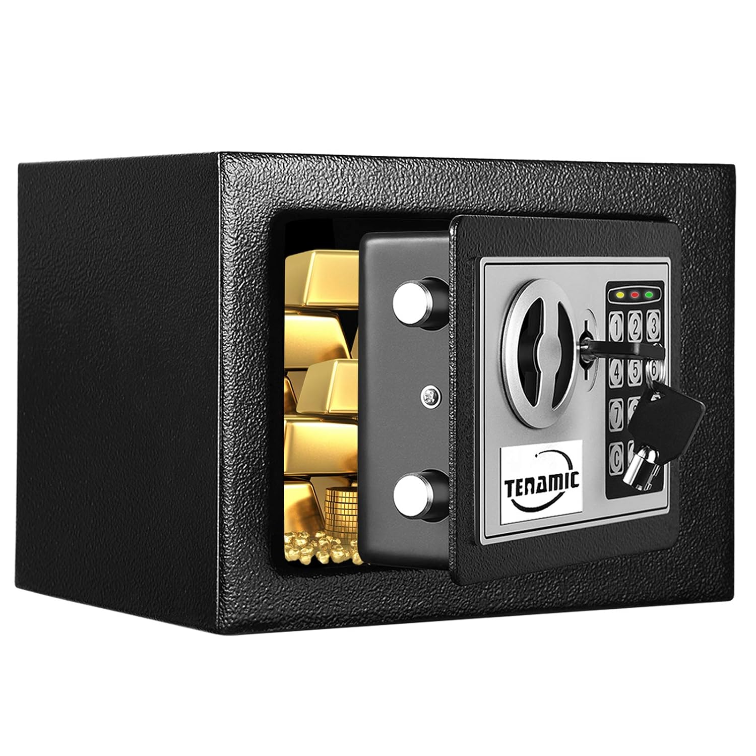 TENAMIC Safe Box 0.23 Cubic Feet Electronic Digital Security Box, Keypad Lock Box Cabinet Safes, Solid Alloy Steel Offic