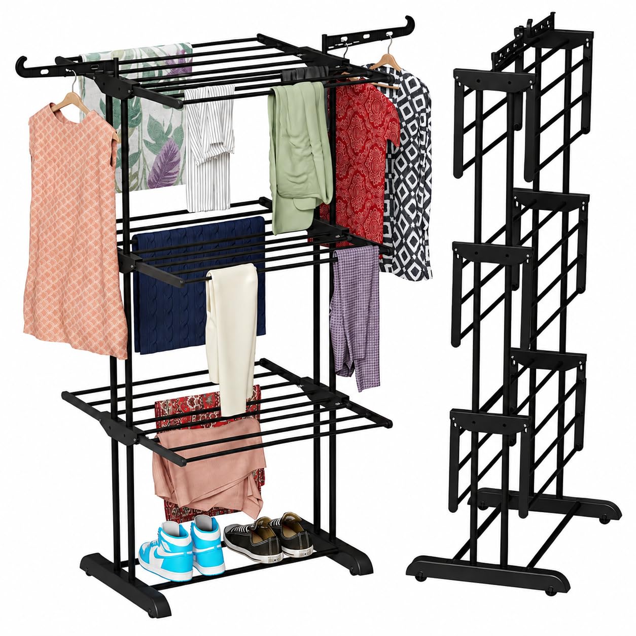TEX-RO Clothes Drying Stand for Balcony | Cloth Dryer Stand | Cloth Stand for Drying Clothes Foldable | MS Pipe Clothes