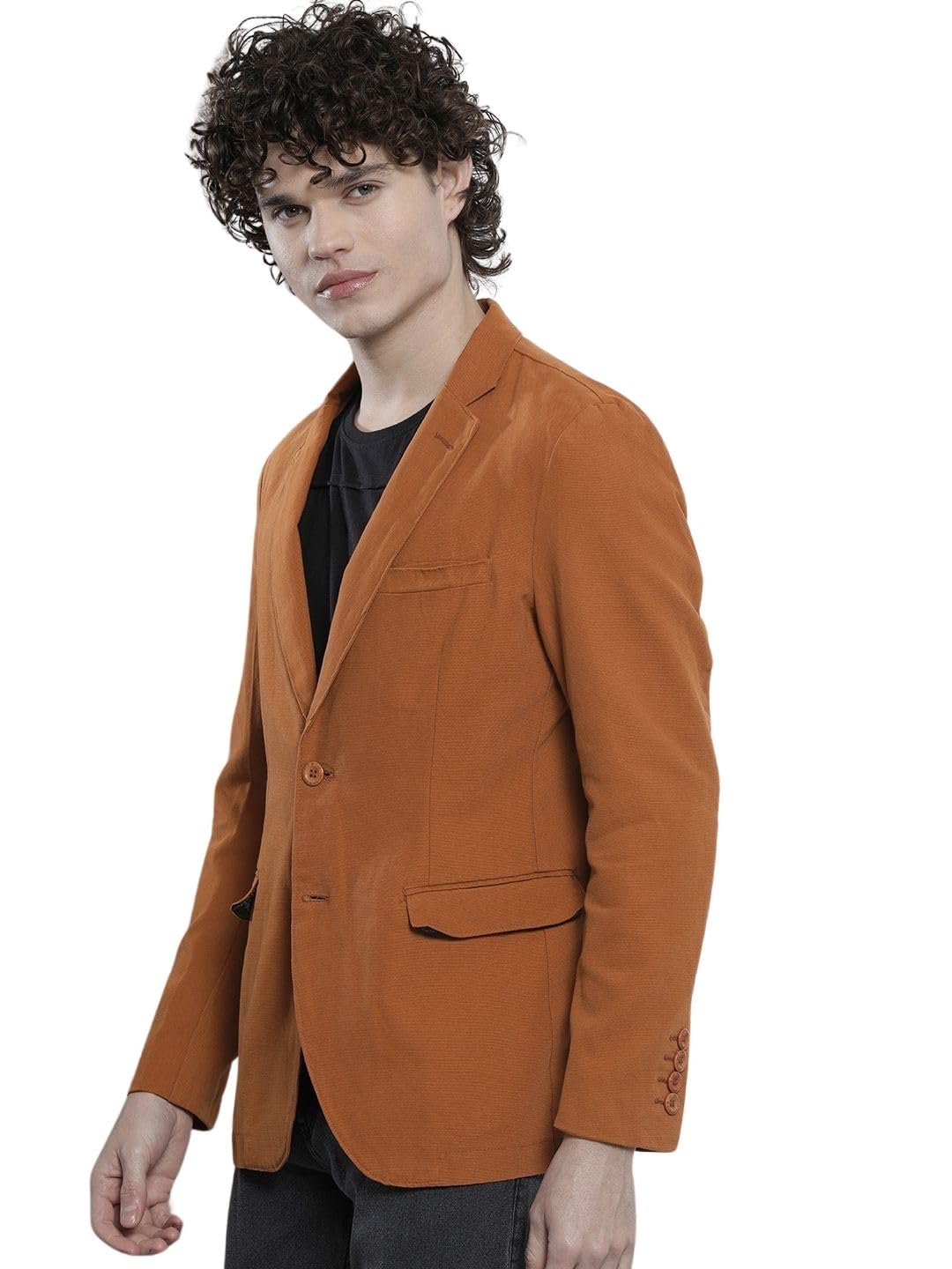 The Indian Garage Co Men's Slim Fit Solid Cotton Blazer