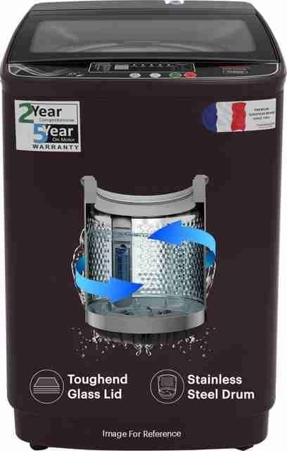 Thomson 8.5 kg PureWash Toughened Glass Lid with Stainless Steel Drum, Magic Filter and Multiple Wash Programs Fully Aut
