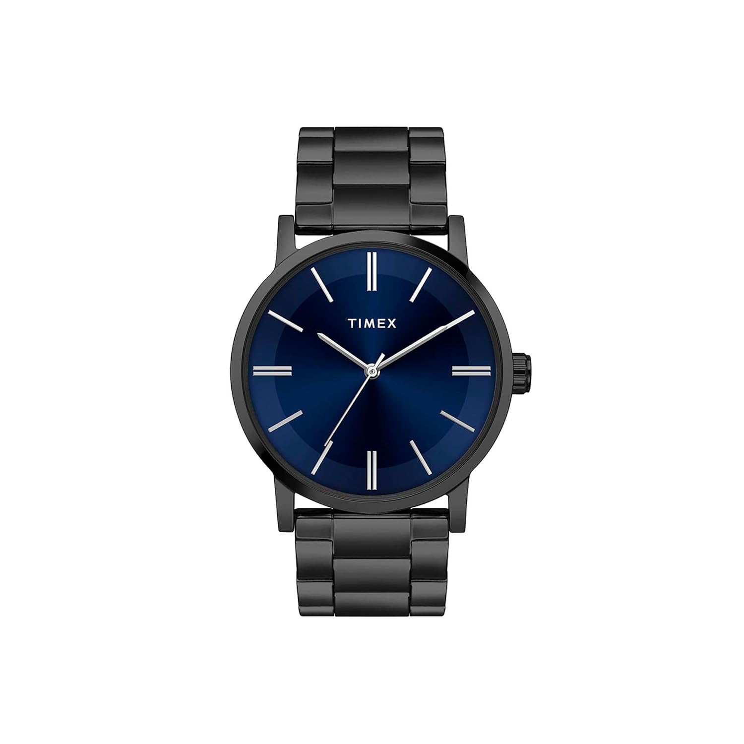TIMEX Analog Watch for man with Blue Round Dial & Black Stainless Steel Bracelet Band Water Resistant Men's Wrist Watche