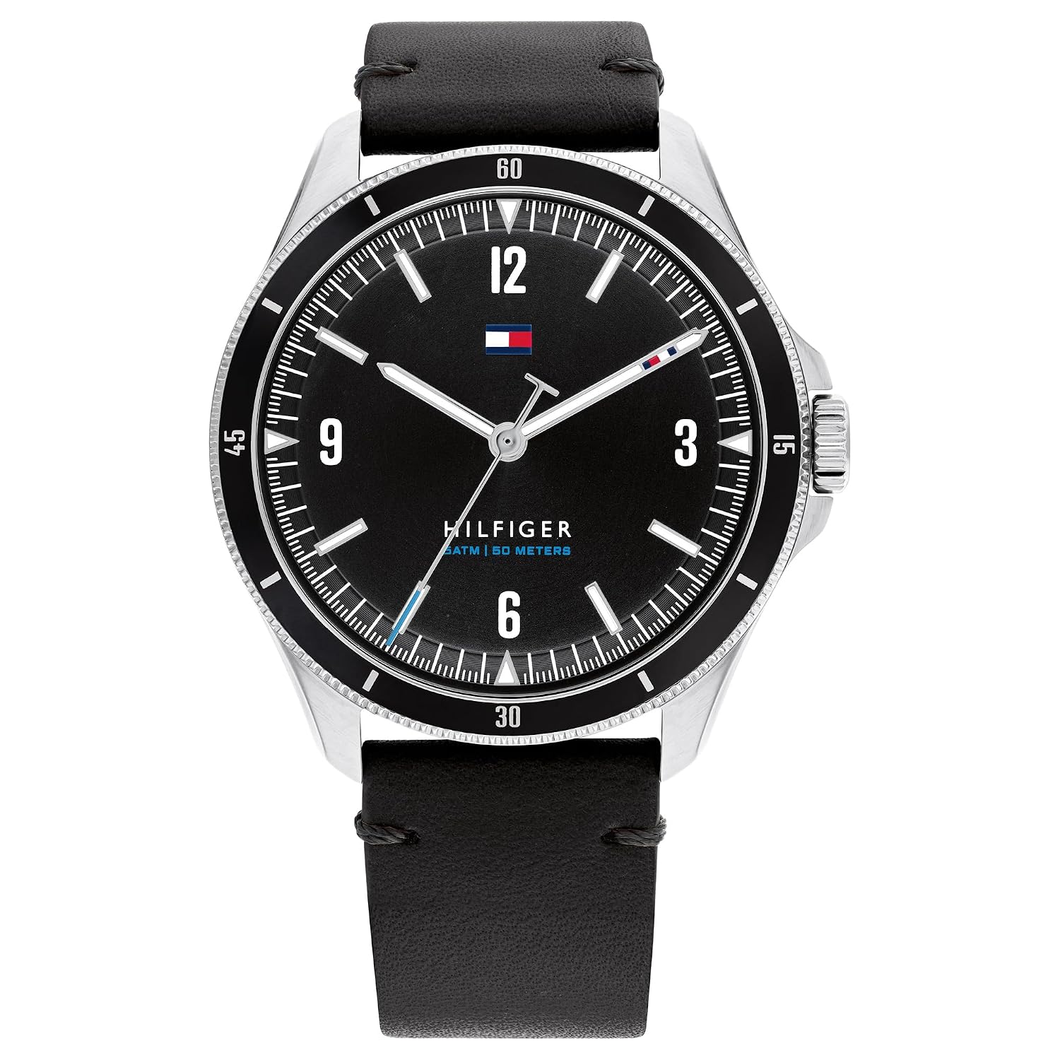 Tommy Hilfiger Analog Black Dial Leather Strap Watch for Men