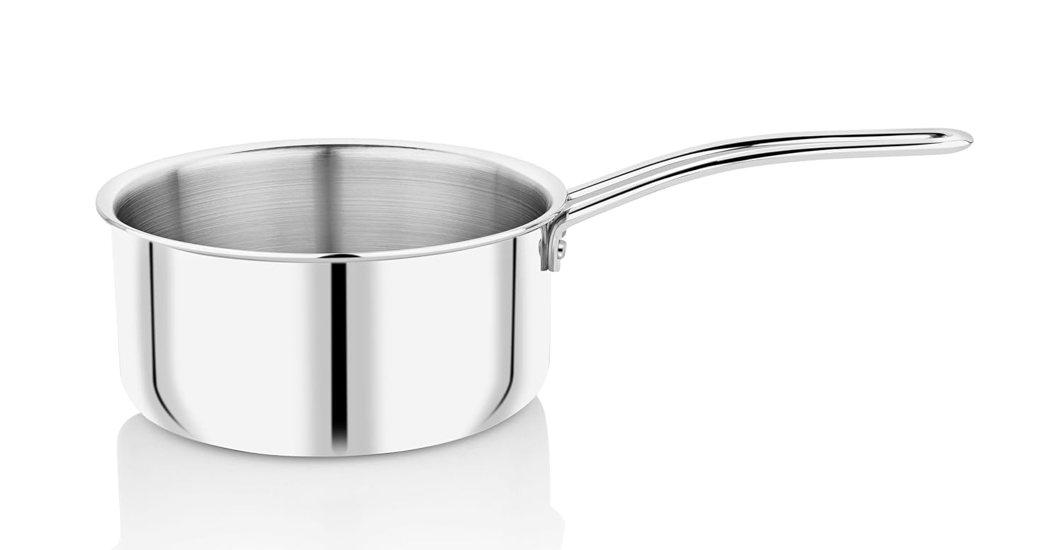 Tosaa Stainless Steel Triply Sauce Pan,Milk Pan, Stainless Steel Tea Pan, Induction & Gas Stove Compatible - 1650 ML (16